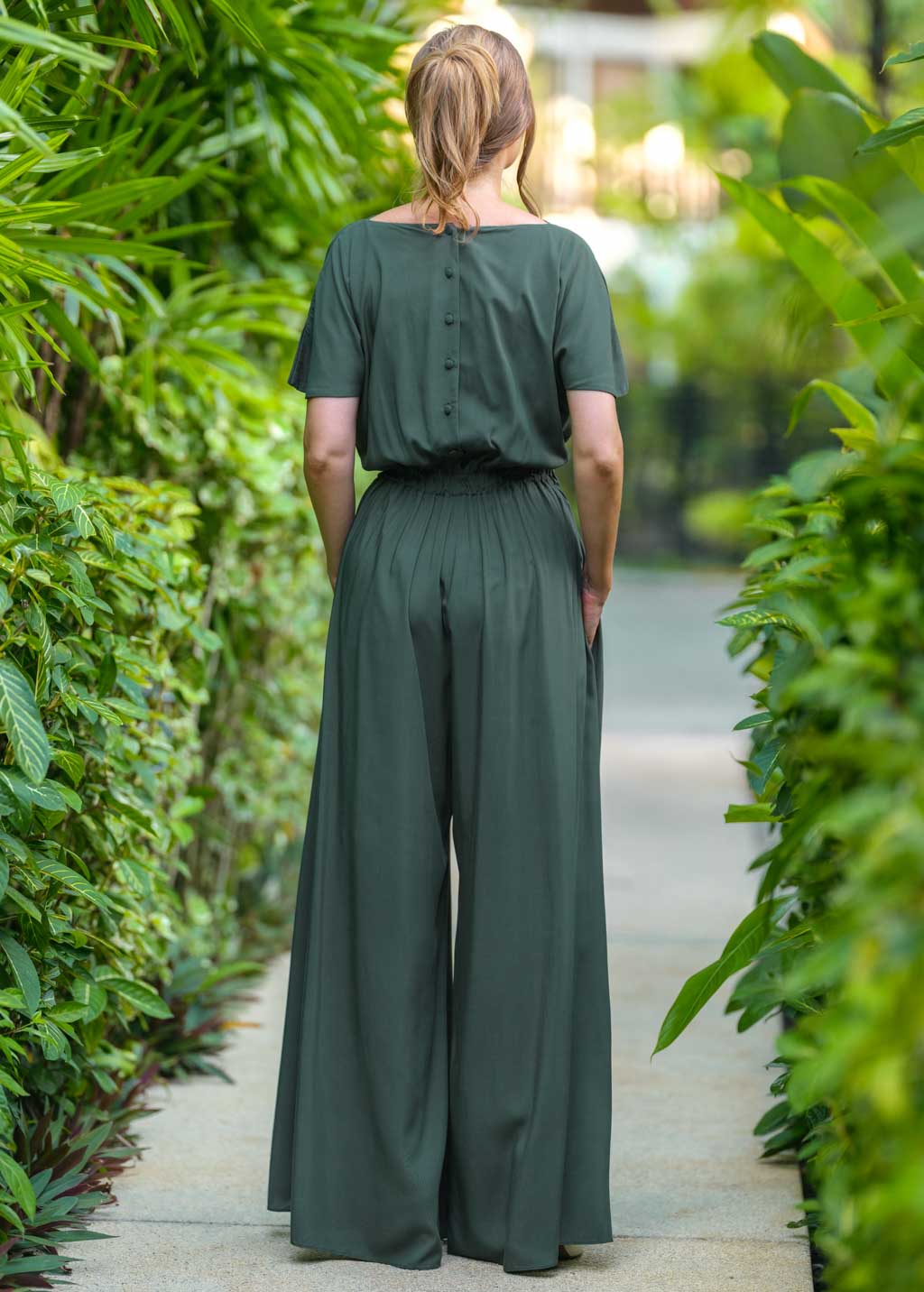 Dark green romantic jumpsuit