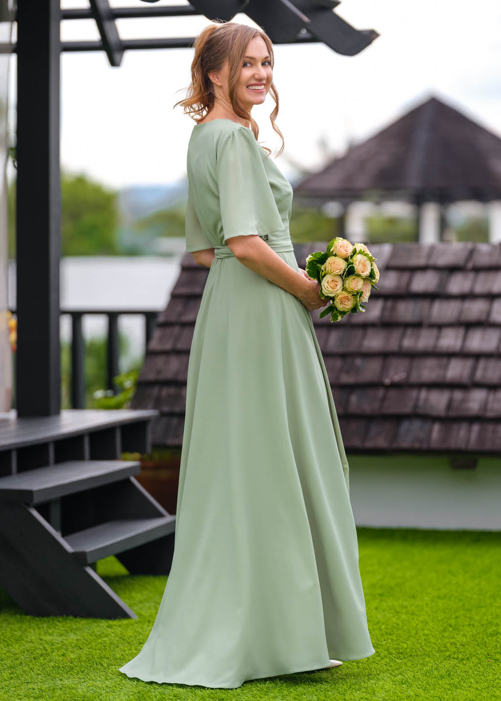 Sage green chiffon long wrap dress, chiffon bridesmaid dress, wedding guest dress, bridesmaids dress, chiffon long wrap dress, chiffon long sleeves dress, evening dress, formal chiffon dress, ruffle chiffon dress ENME.ME Sage green chiffon long wrap dress, chiffon bridesmaid dress, wedding guest dress, bridesmaids dress, chiffon long wrap dress, chiffon long sleeves dress, evening dress, formal chiffon dress, ruffle chiffon dress ENME.ME