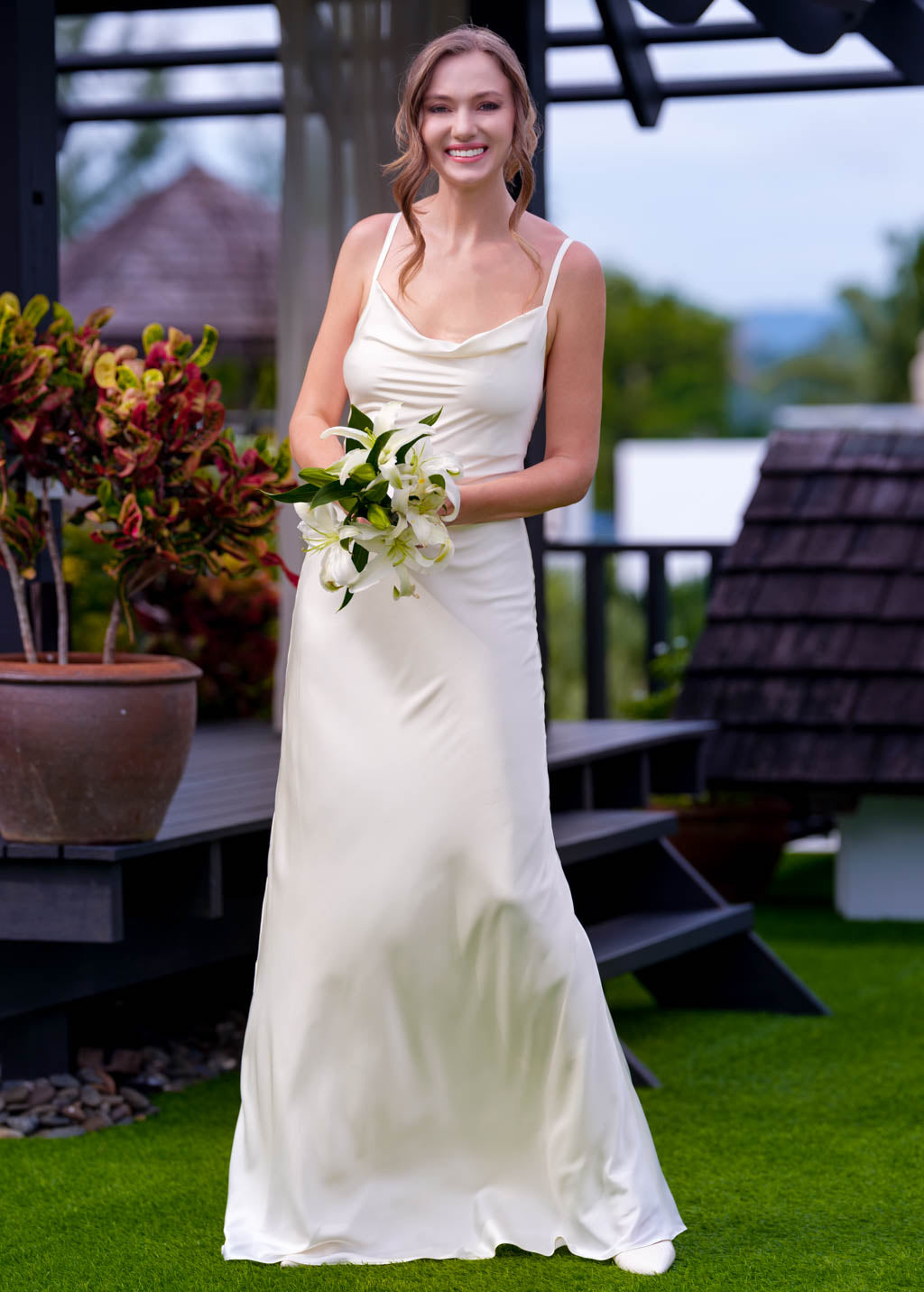 Ivory silk slip long dress