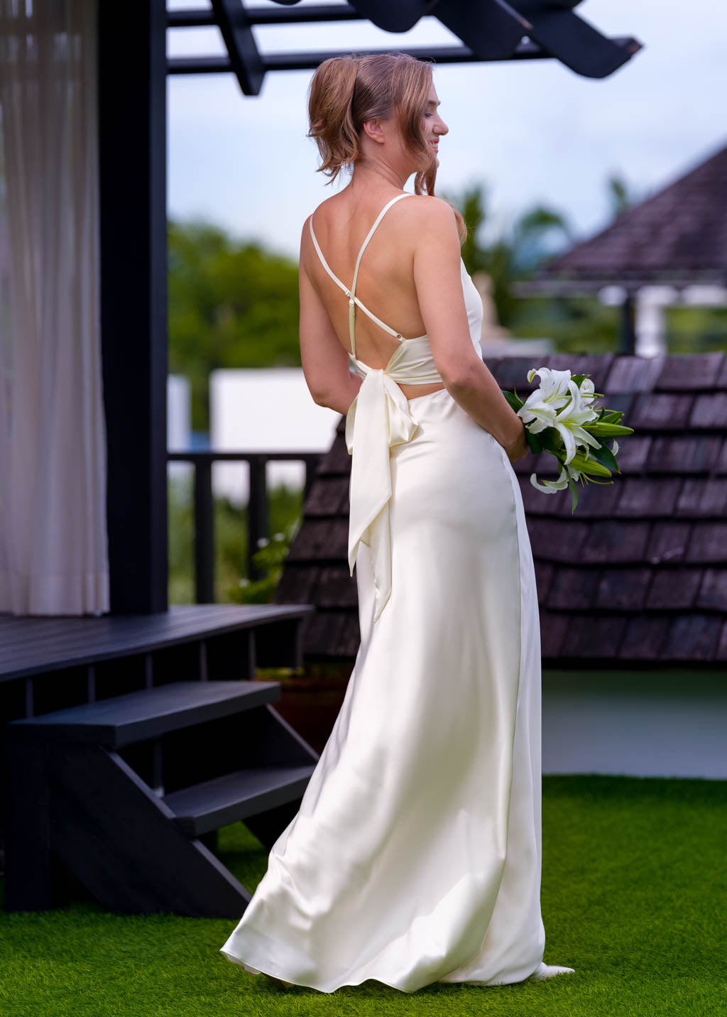 Ivory silk slip long dress