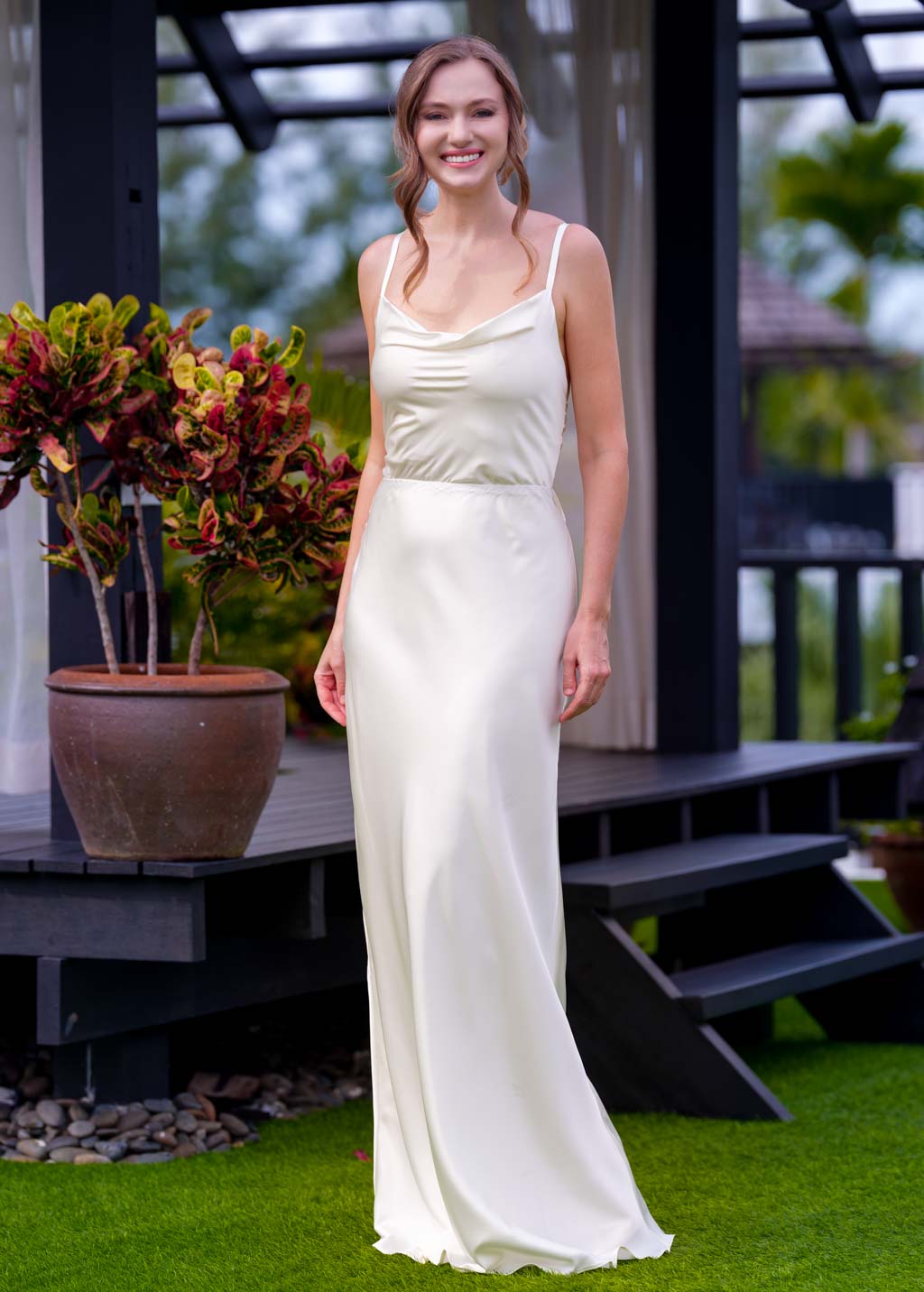 Ivory silk slip long dress