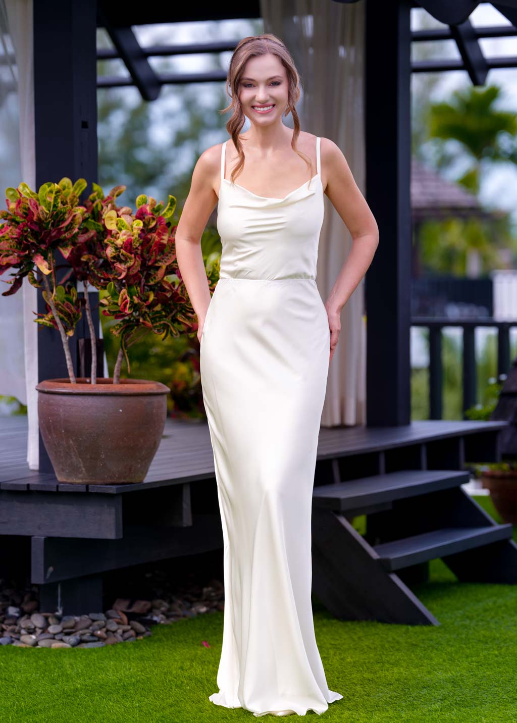 Ivory silk slip long dress