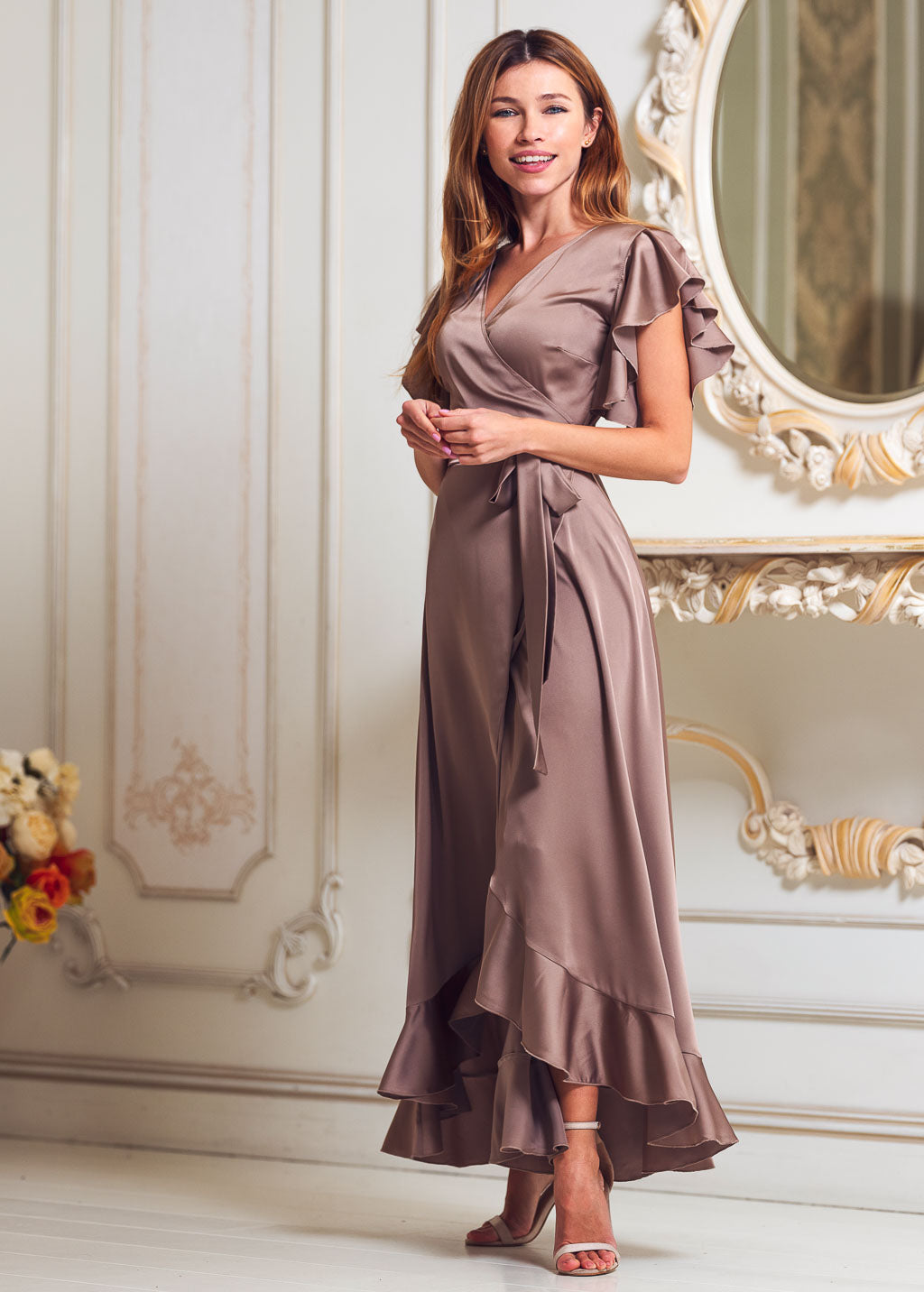 Cappuccino brown wrap dress