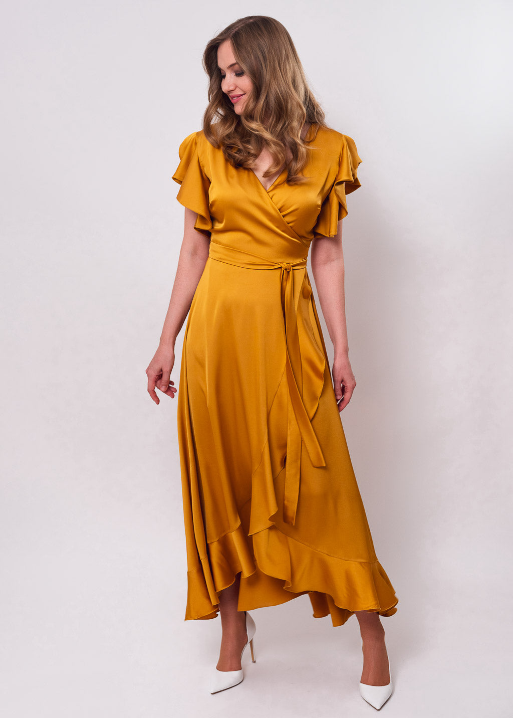 Gold wrap dress