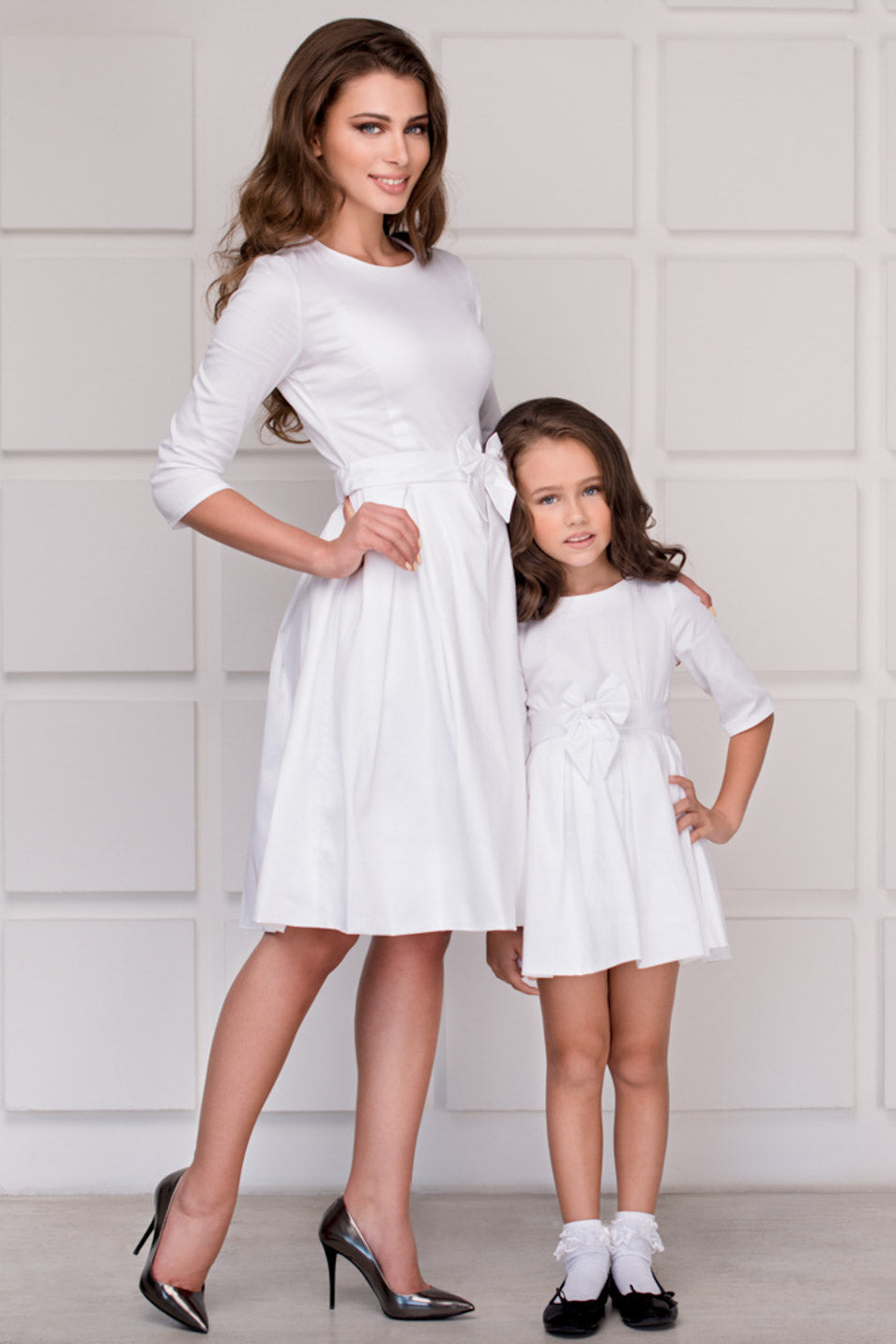 Mommy and me white cotton girl dress