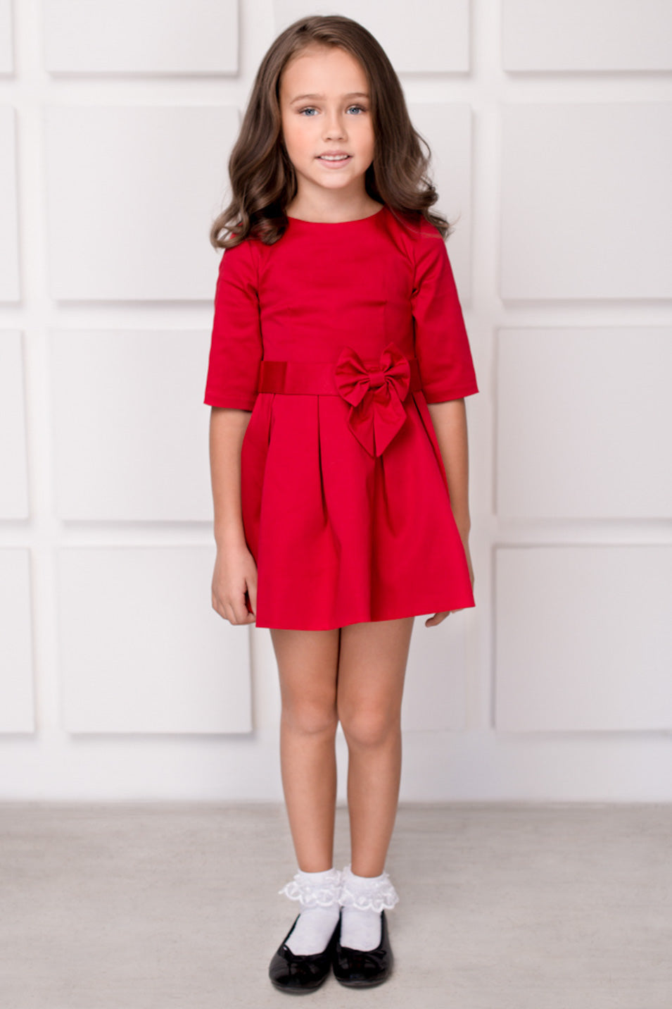 Mommy and me red cotton girl dress