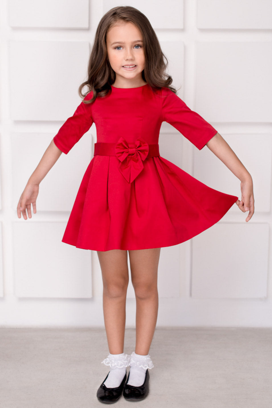 Mommy and me red cotton girl dress