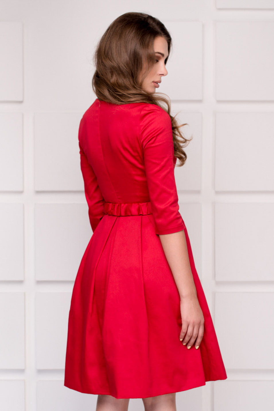 Mommy and me red cotton adult dress