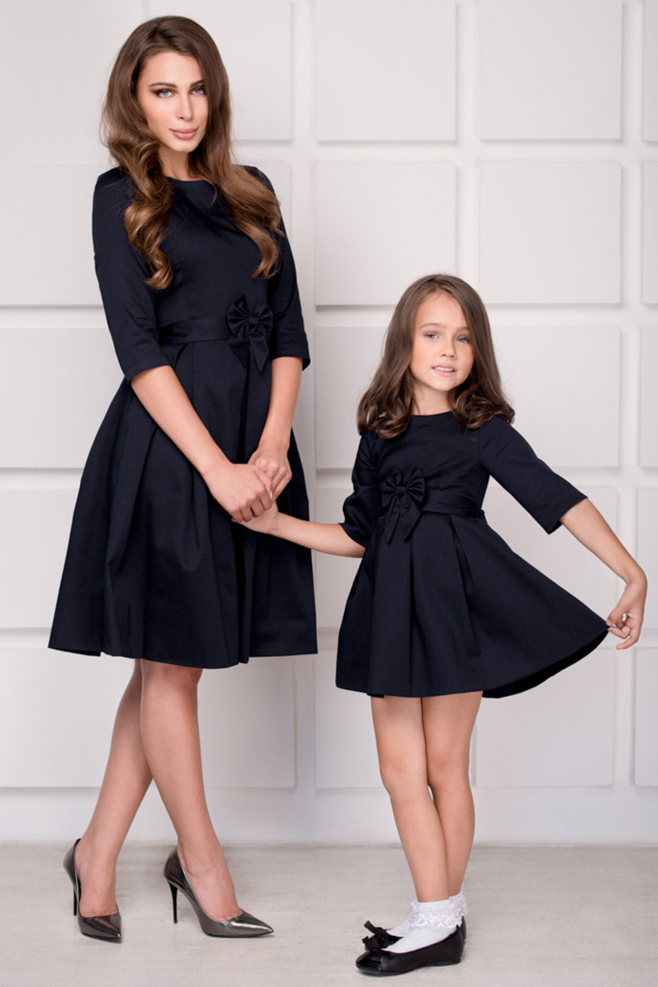 Mommy and me black cotton girl dress