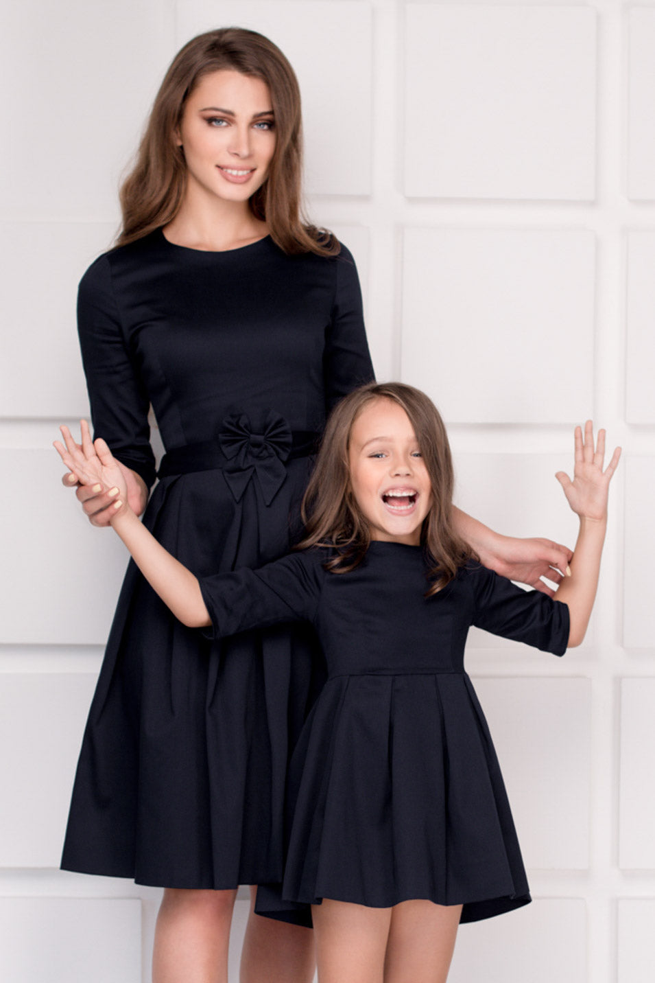 Mommy and me black cotton adult dress