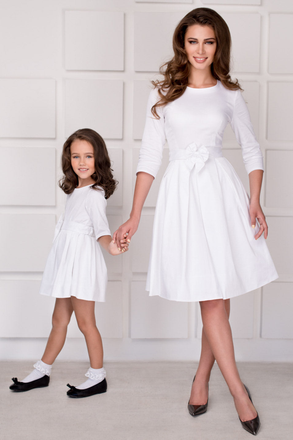 Mommy and me white cotton adult dress