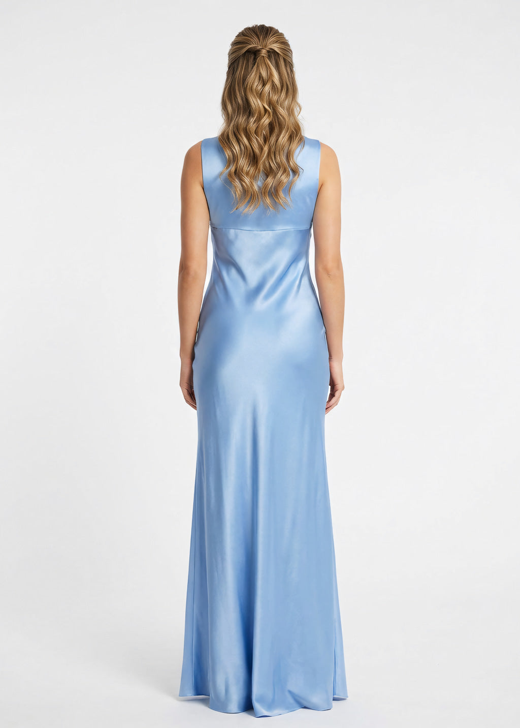 Sky blue silk long dress