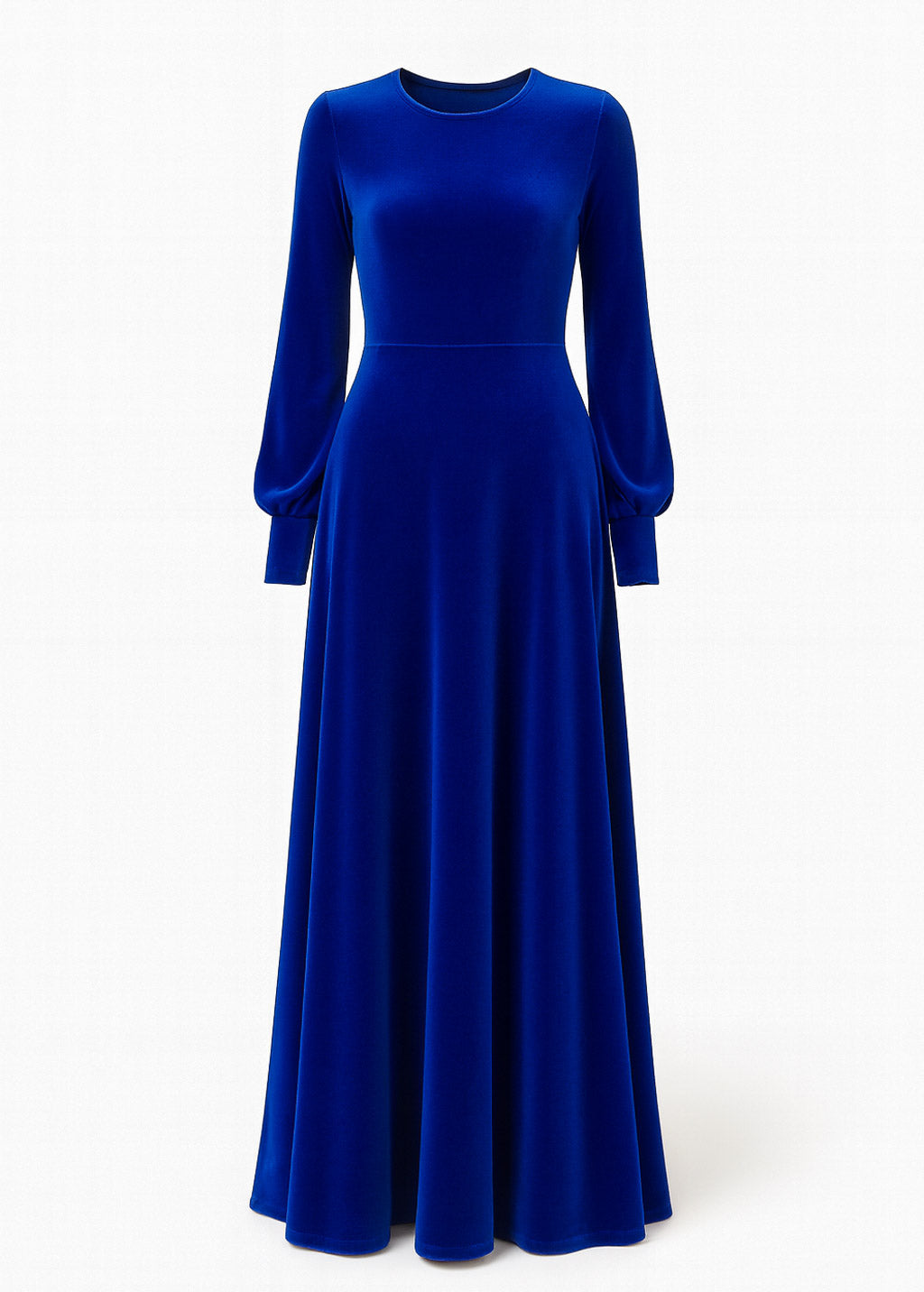 Royal blue long velvet dress