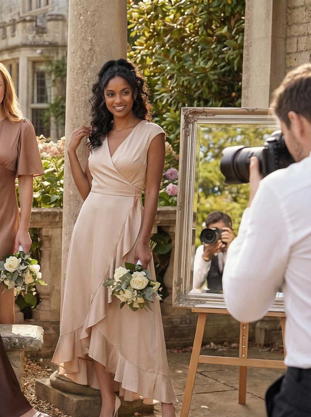 Robe portefeuille beige champagne