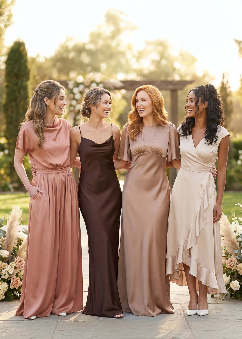 Chocolate Brown Silk Bridesmaids Slip Dress