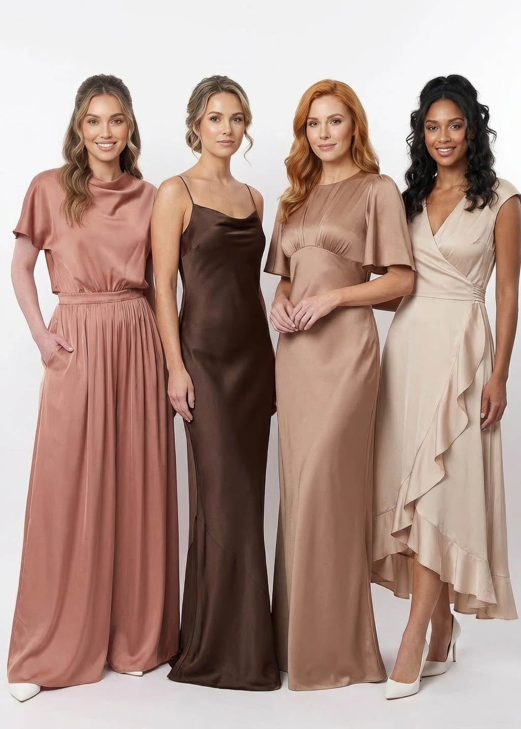 Chocolate Brown Silk Bridesmaids Slip Dress