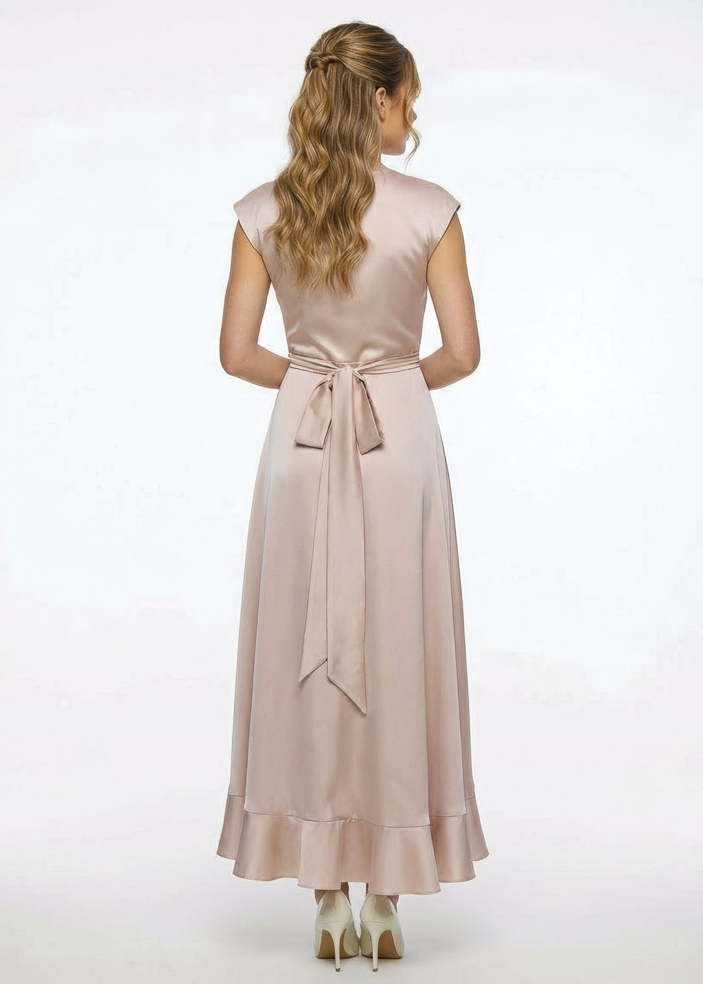 Champagne beige wrap dress