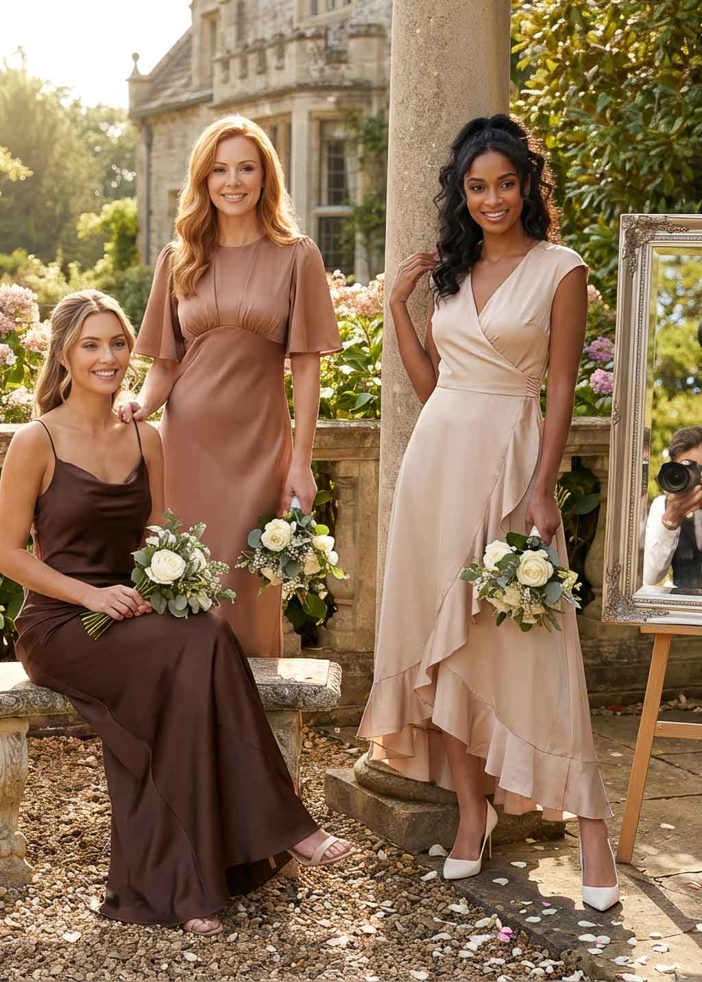 Robe portefeuille beige champagne