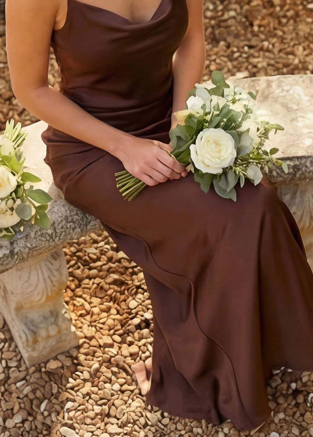 Chocolate Brown Silk Bridesmaids Slip Dress