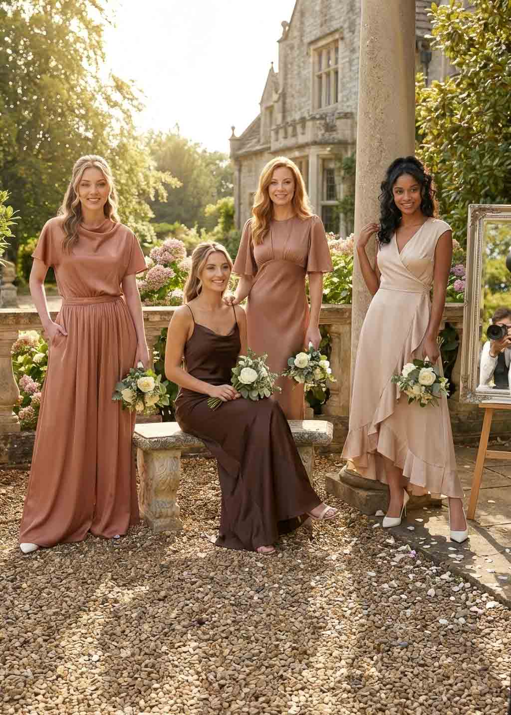 Chocolate Brown Silk Bridesmaids Slip Dress
