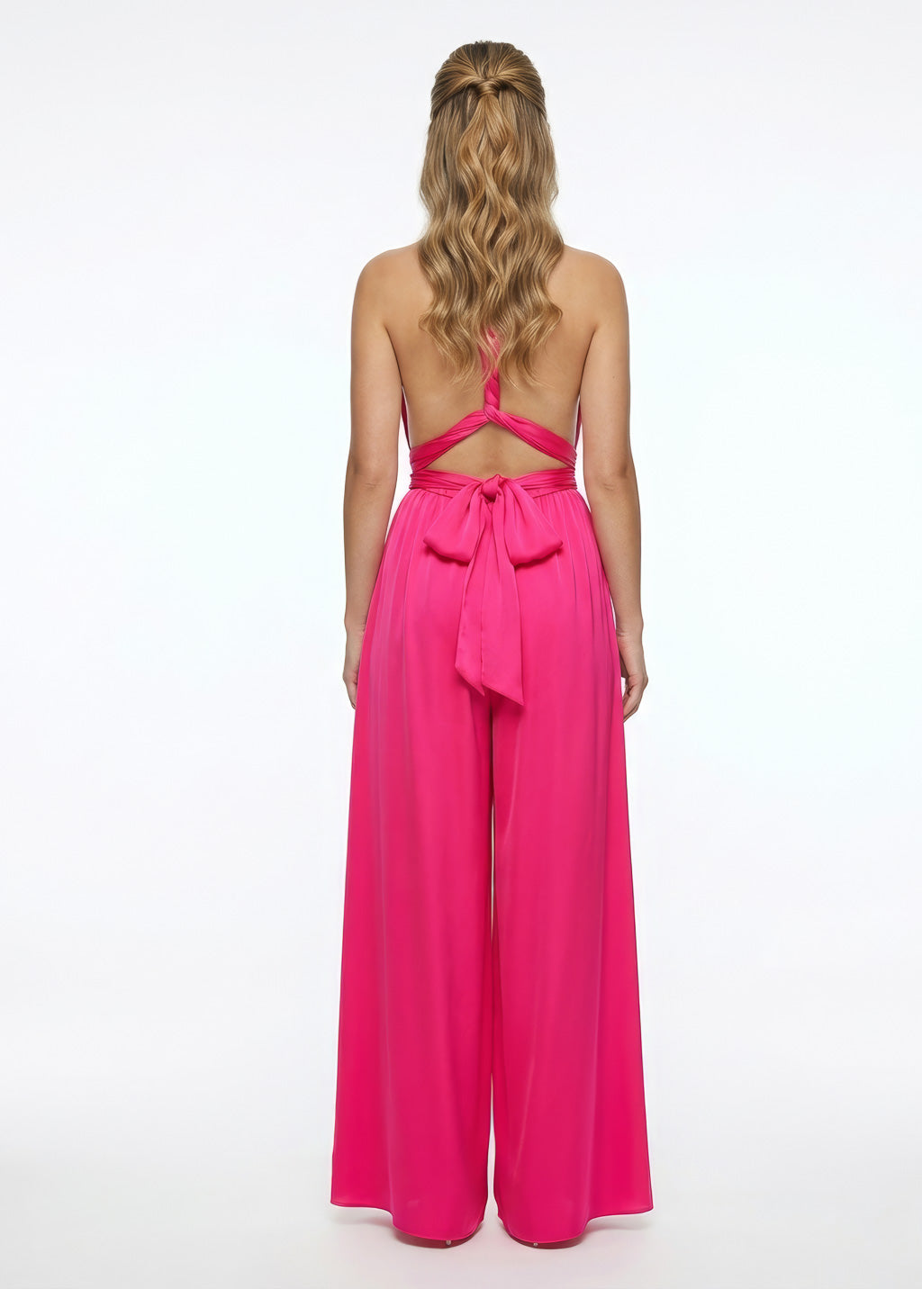 Hot Pink infinity silk jumpsuit with pockets