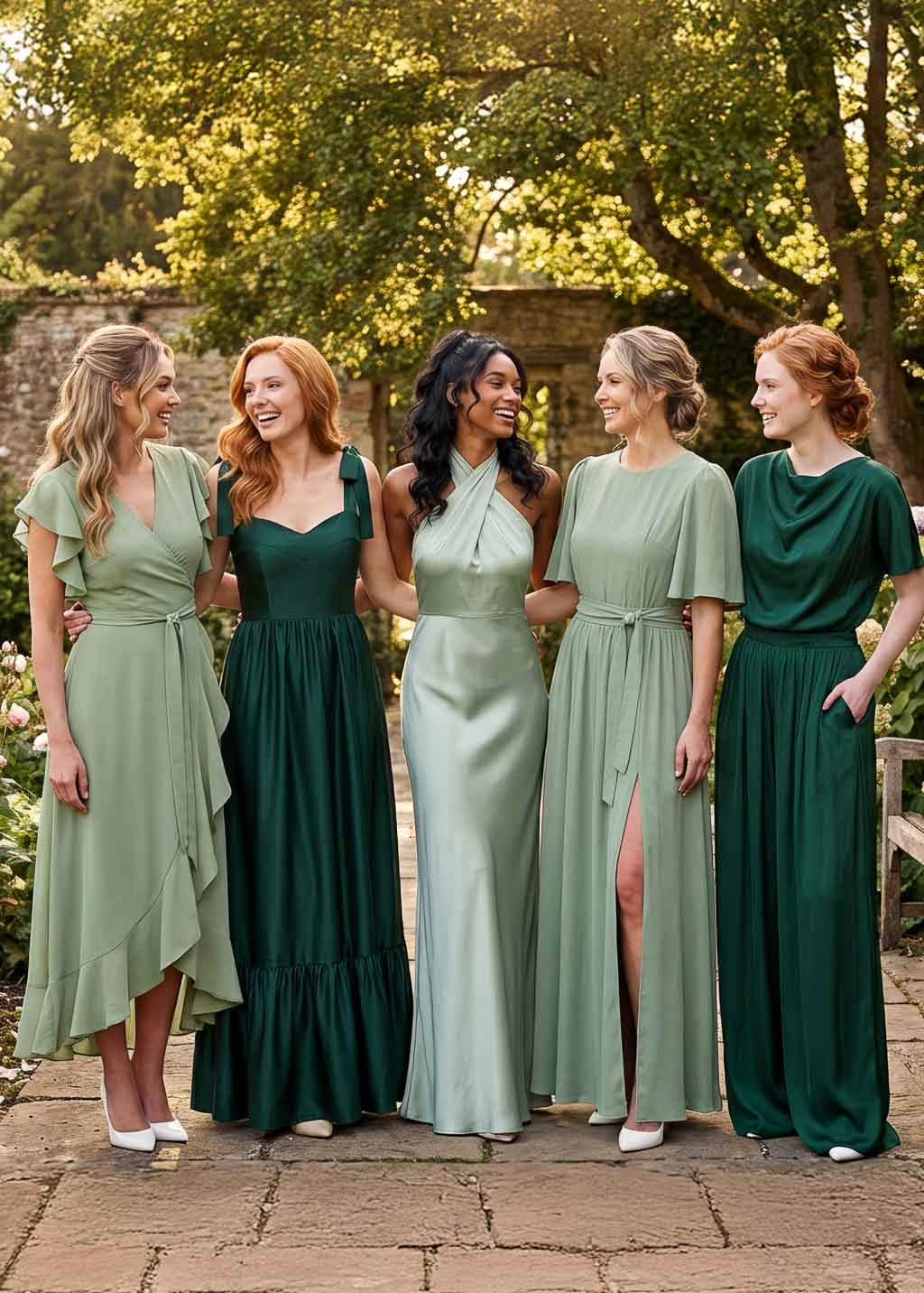Light Sage Silk Halter Bridesmaids Dress