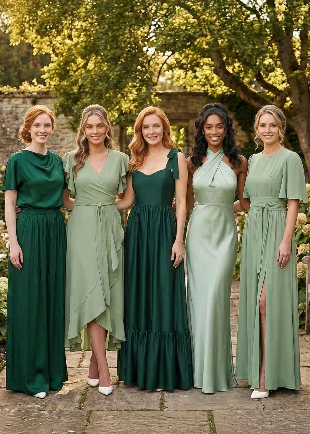 Light Sage Silk Halter Bridesmaids Dress