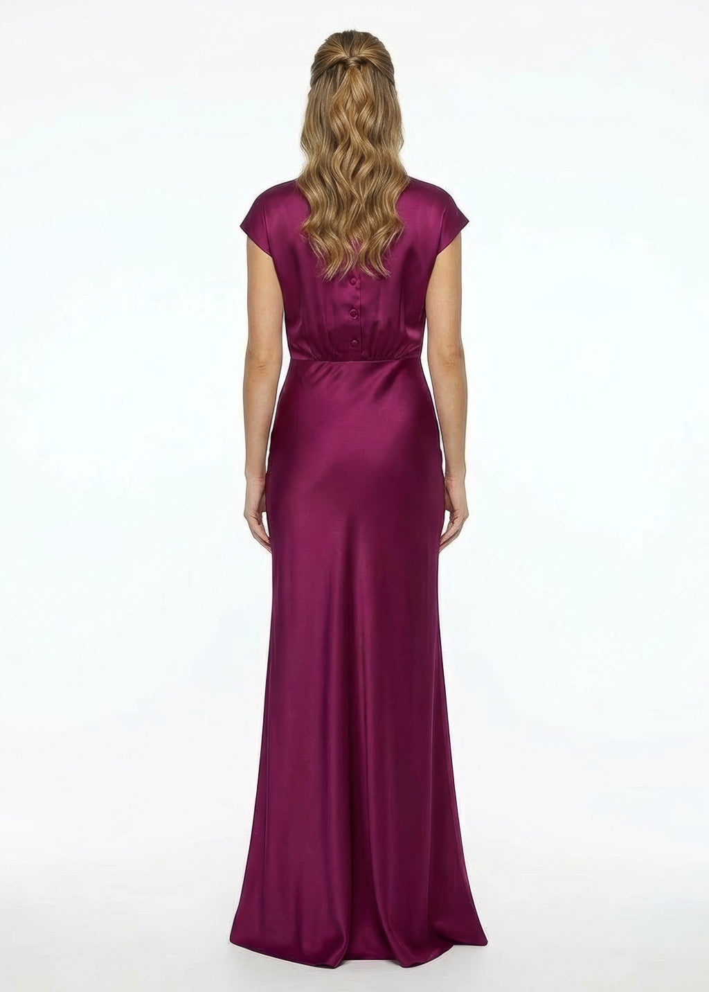 Dark Fuchsia Silk Dress with Scarf