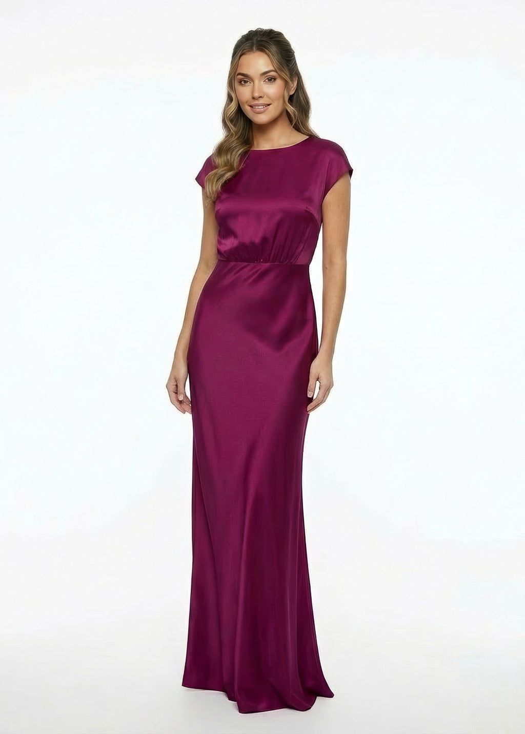 Dark Fuchsia Silk Dress with Scarf