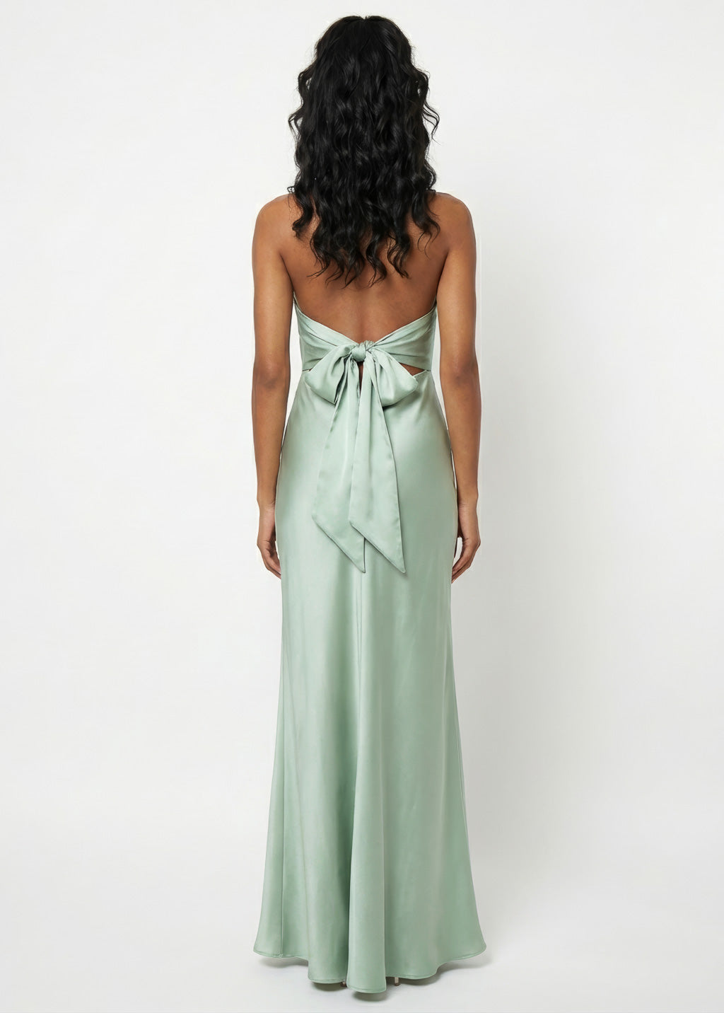 Light Sage Silk Halter Bridesmaids Dress