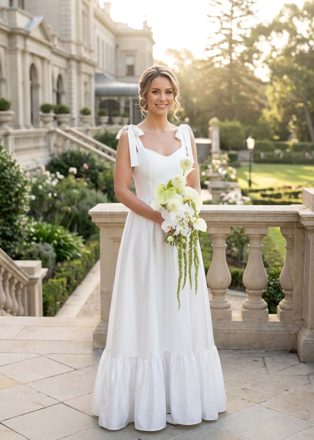 Robe longue en satin blanc