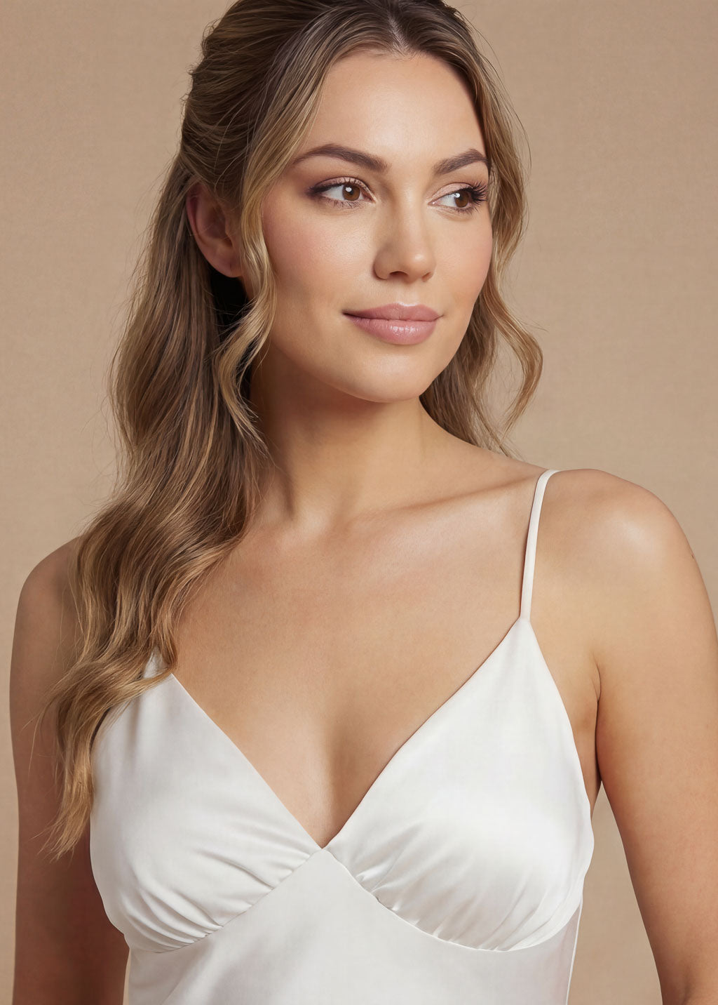 Ivory Silk Slip Wedding Dress with Open Back