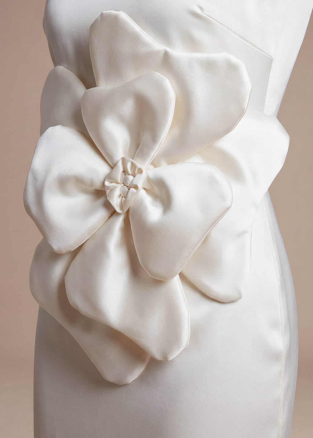 Ivory Silk Wedding Dress with Handmade Flower