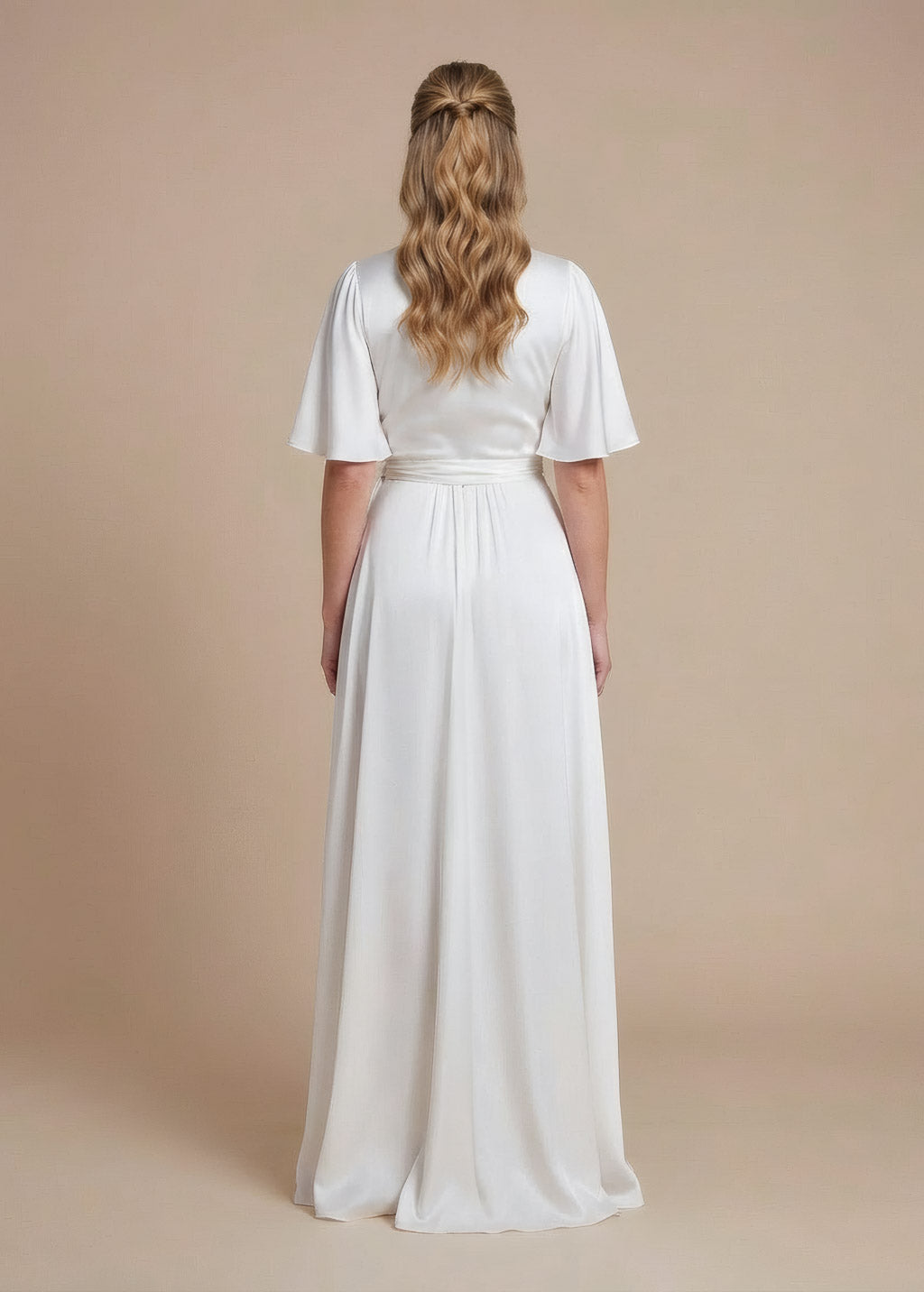 Ivory Silk Wrap Wedding Dress