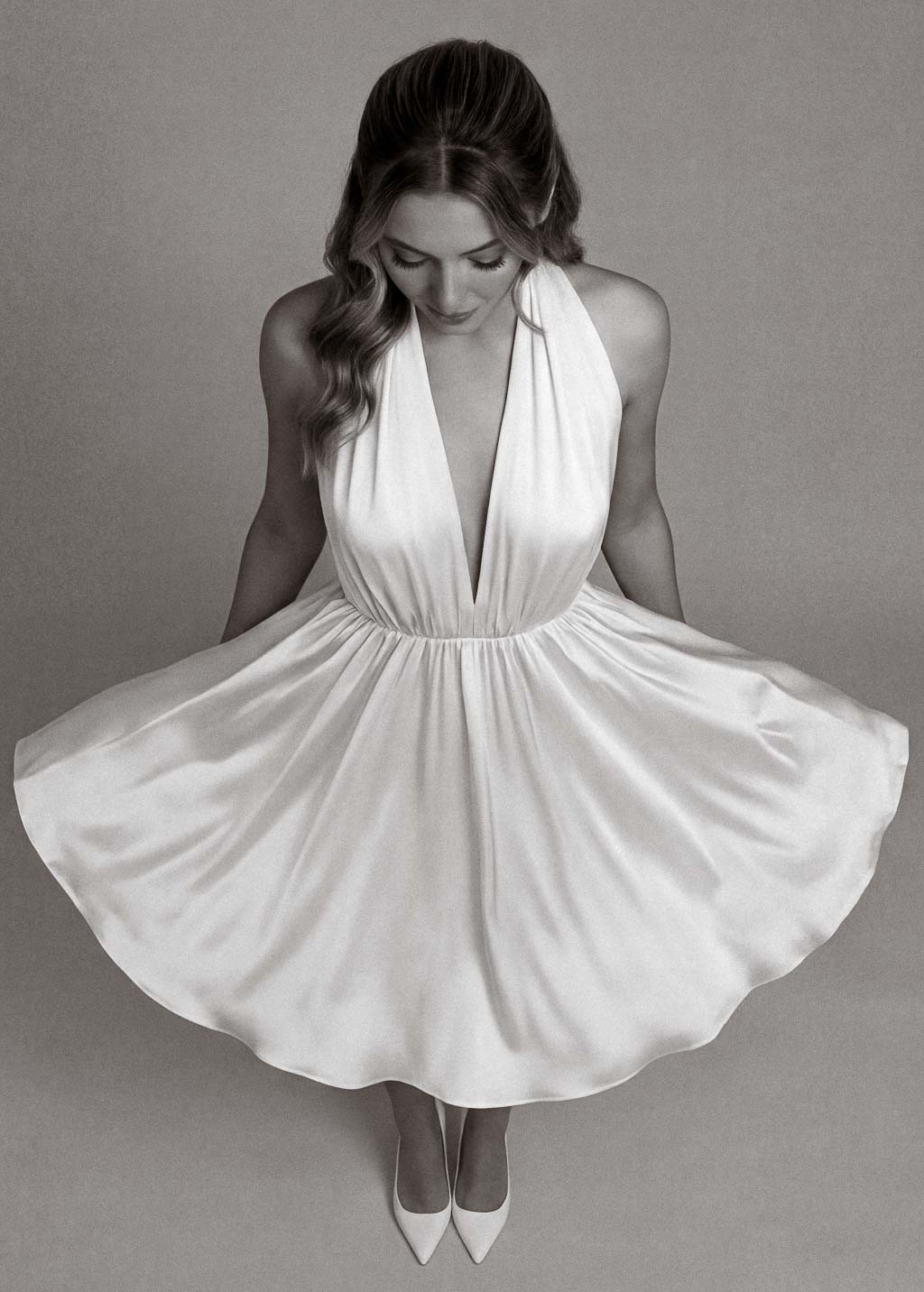 Ivory Silk Halter Mini Wedding Open Back Dress