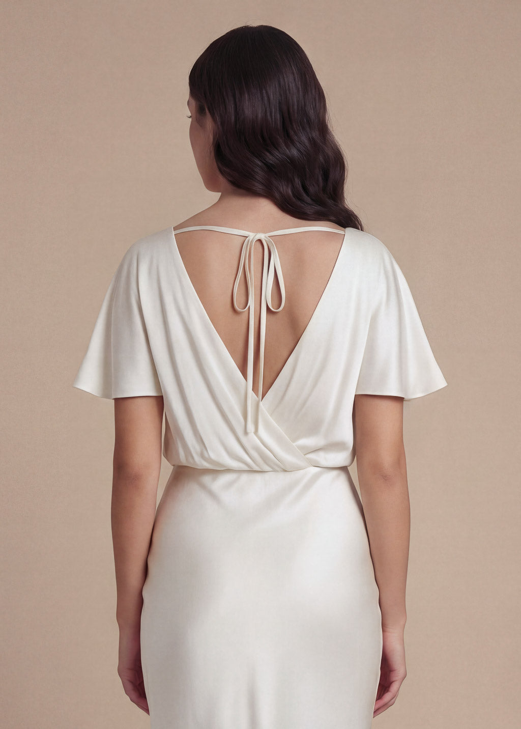 Ivory Silk Wedding Dress with Open Back
