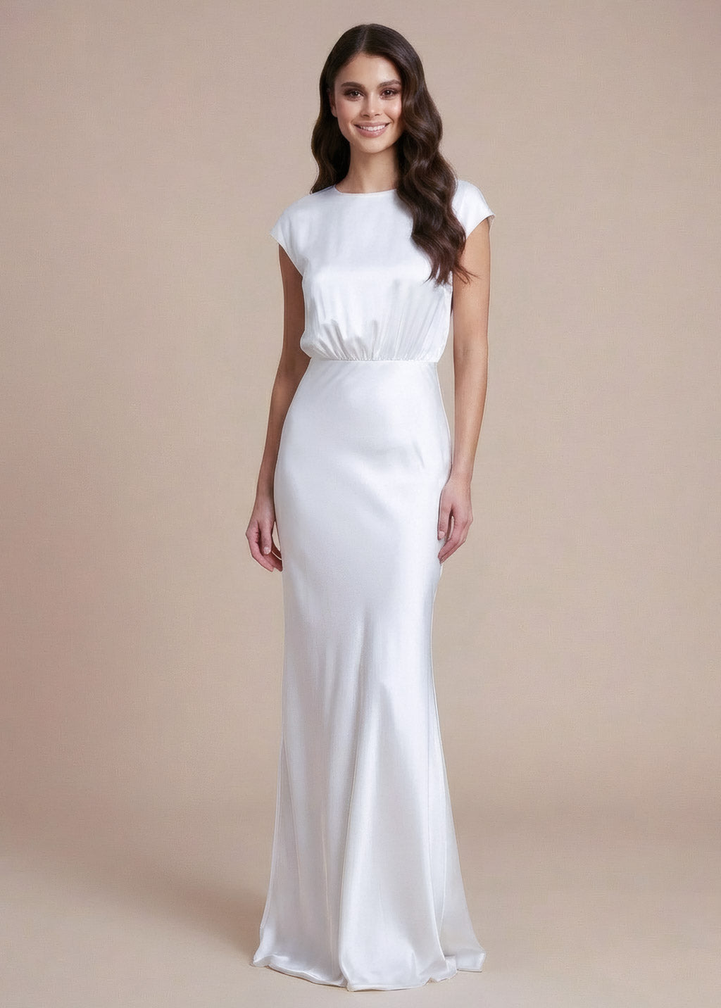 White Silk Minimalist Wedding Long Dress