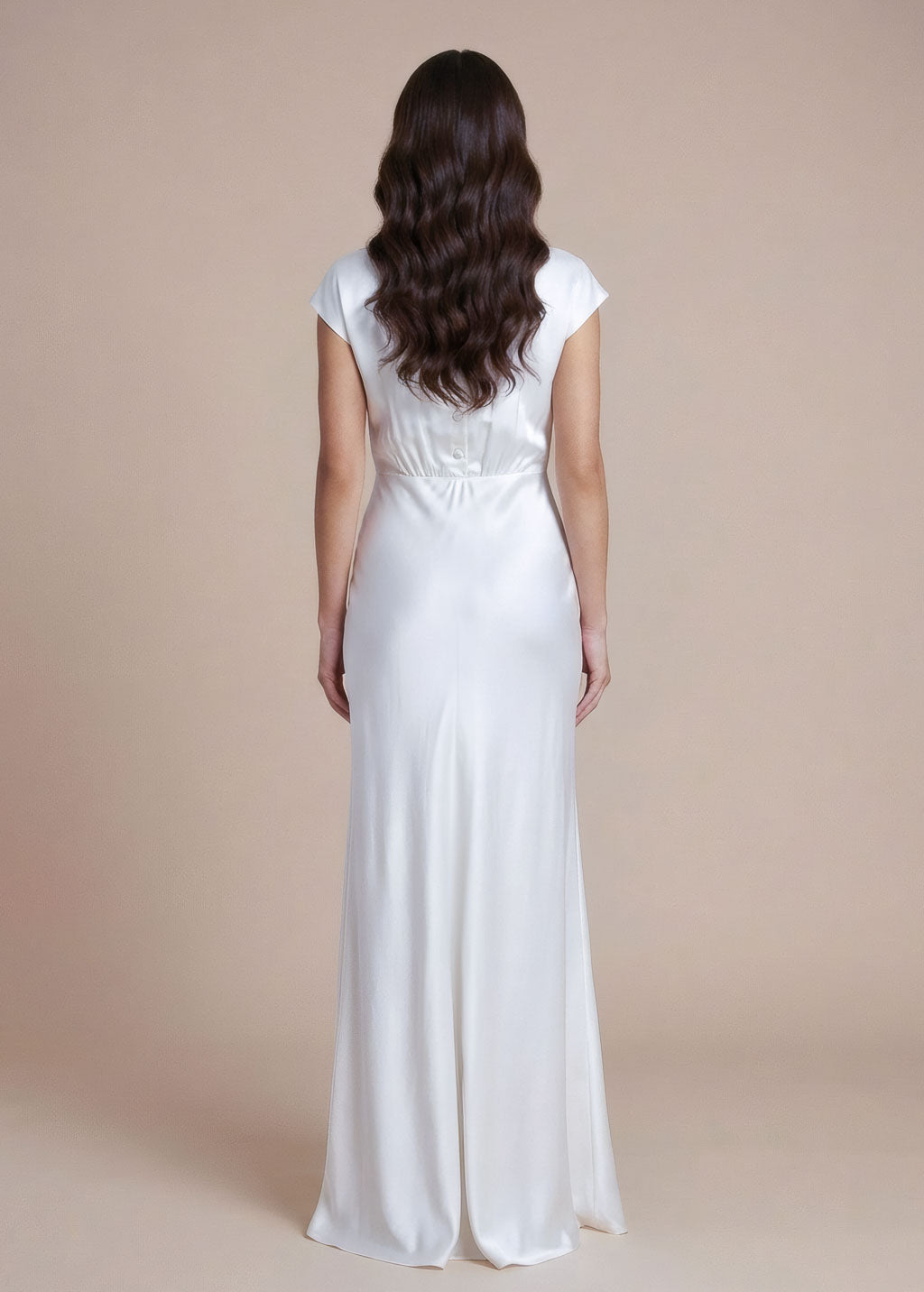 White Silk Minimalist Wedding Long Dress