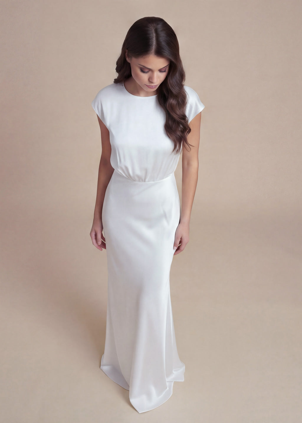 White Silk Minimalist Wedding Long Dress