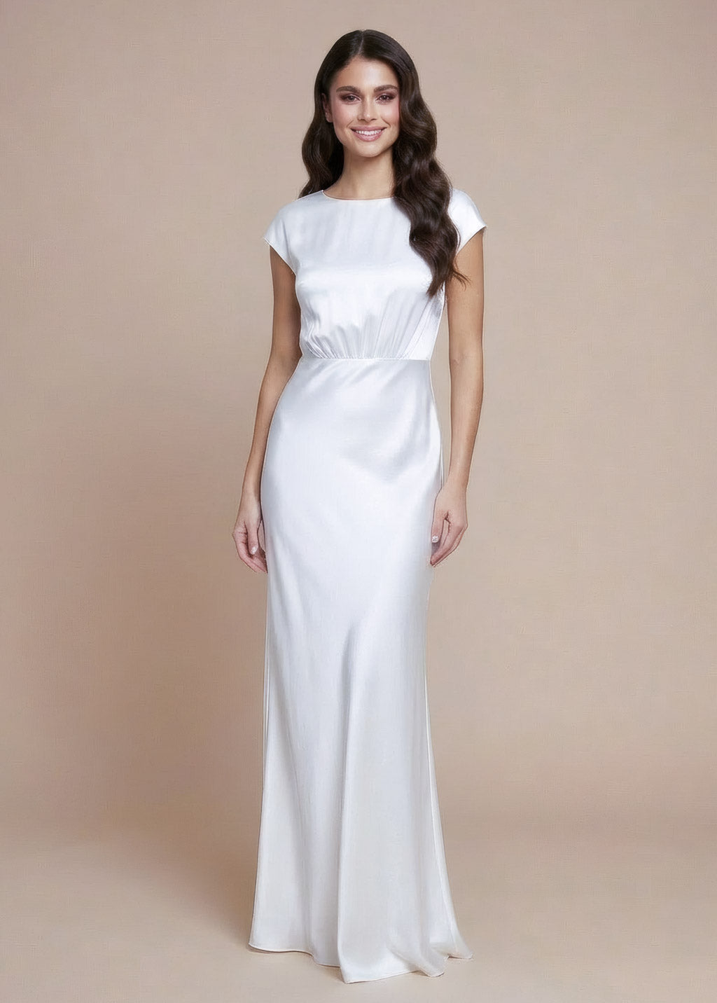 White Silk Minimalist Wedding Long Dress