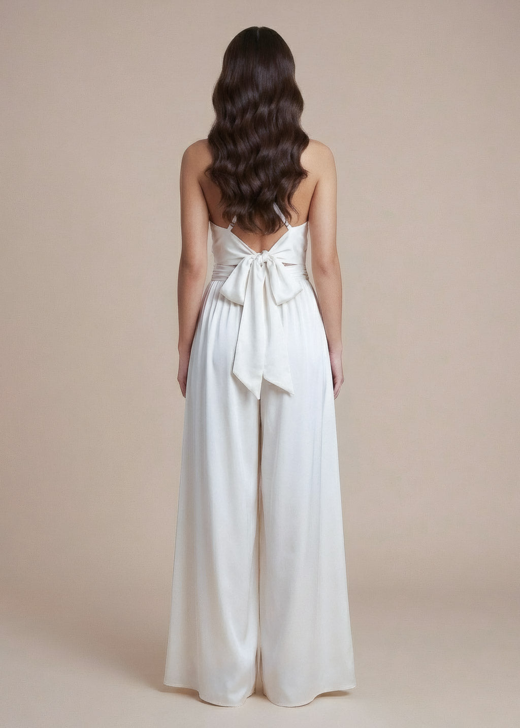 Ivory Silk Bridal Jumpsuit with Pockets