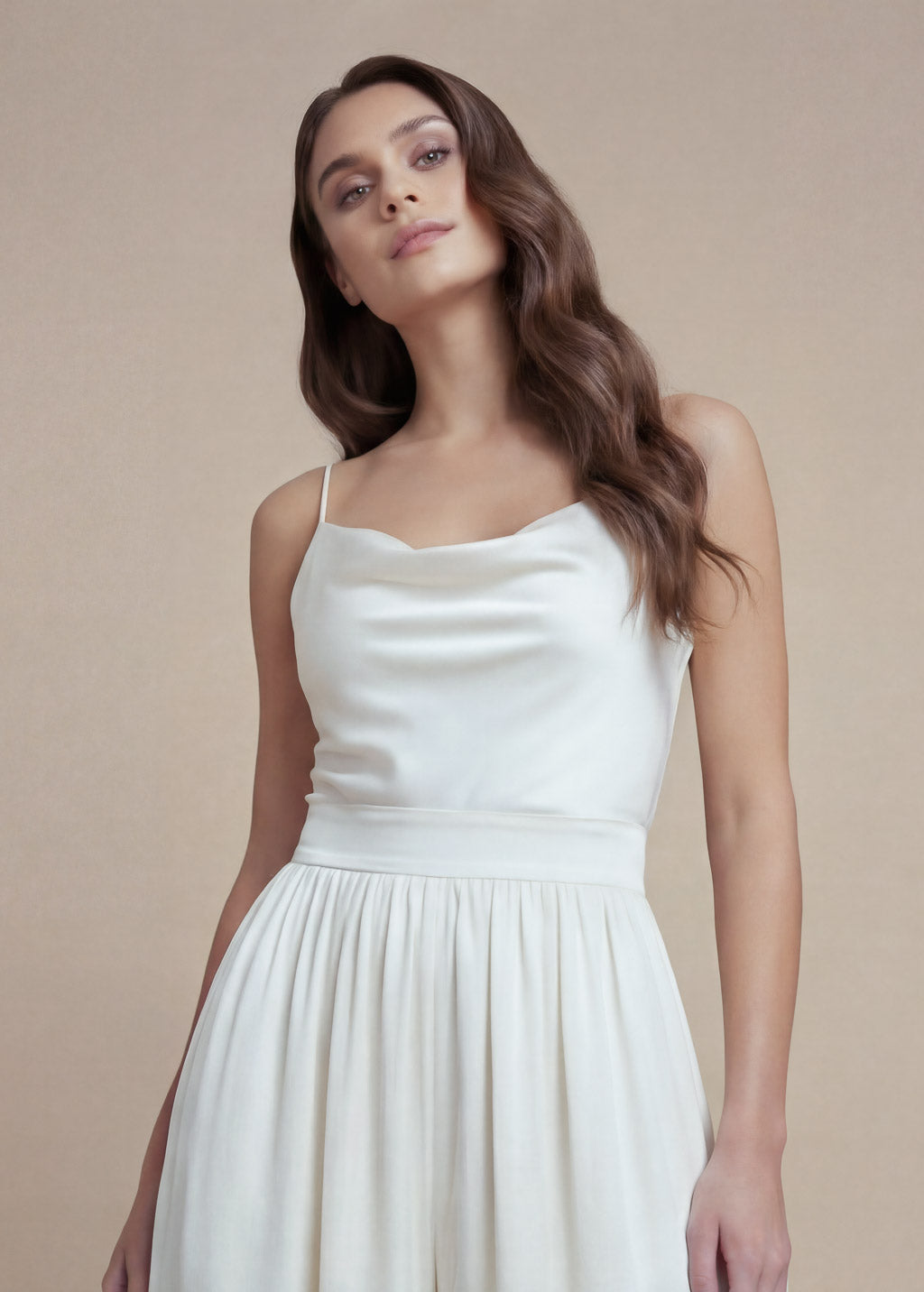 Ivory Silk Bridal Jumpsuit with Pockets