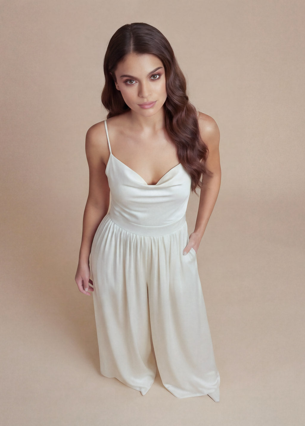 Ivory Silk Bridal Jumpsuit with Pockets