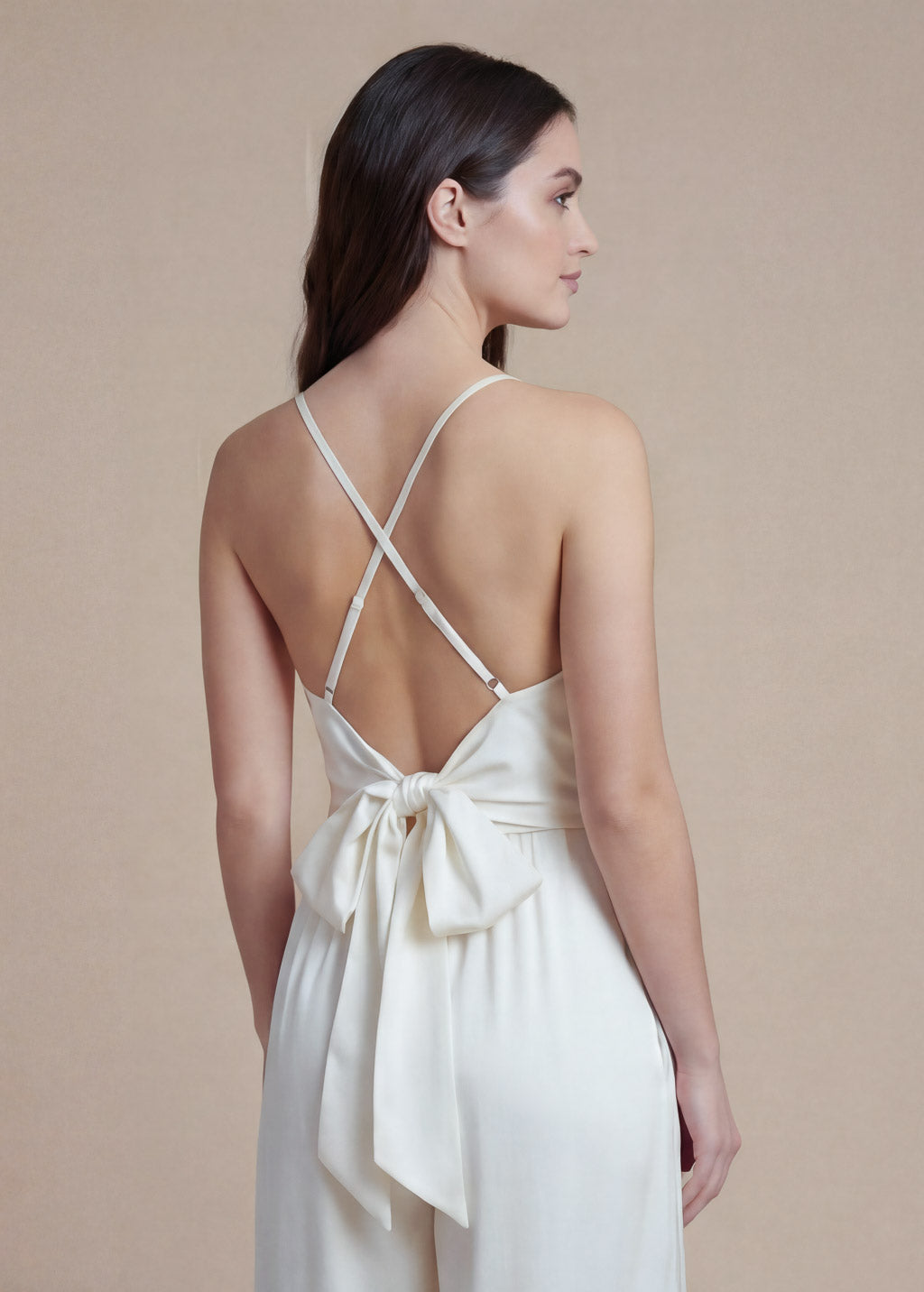 Ivory Silk Bridal Jumpsuit with Pockets