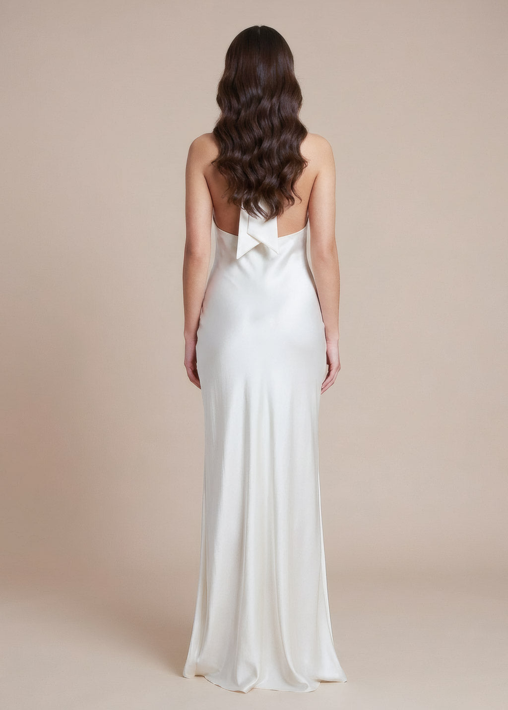 Ivory Silk Halter Wedding Dress