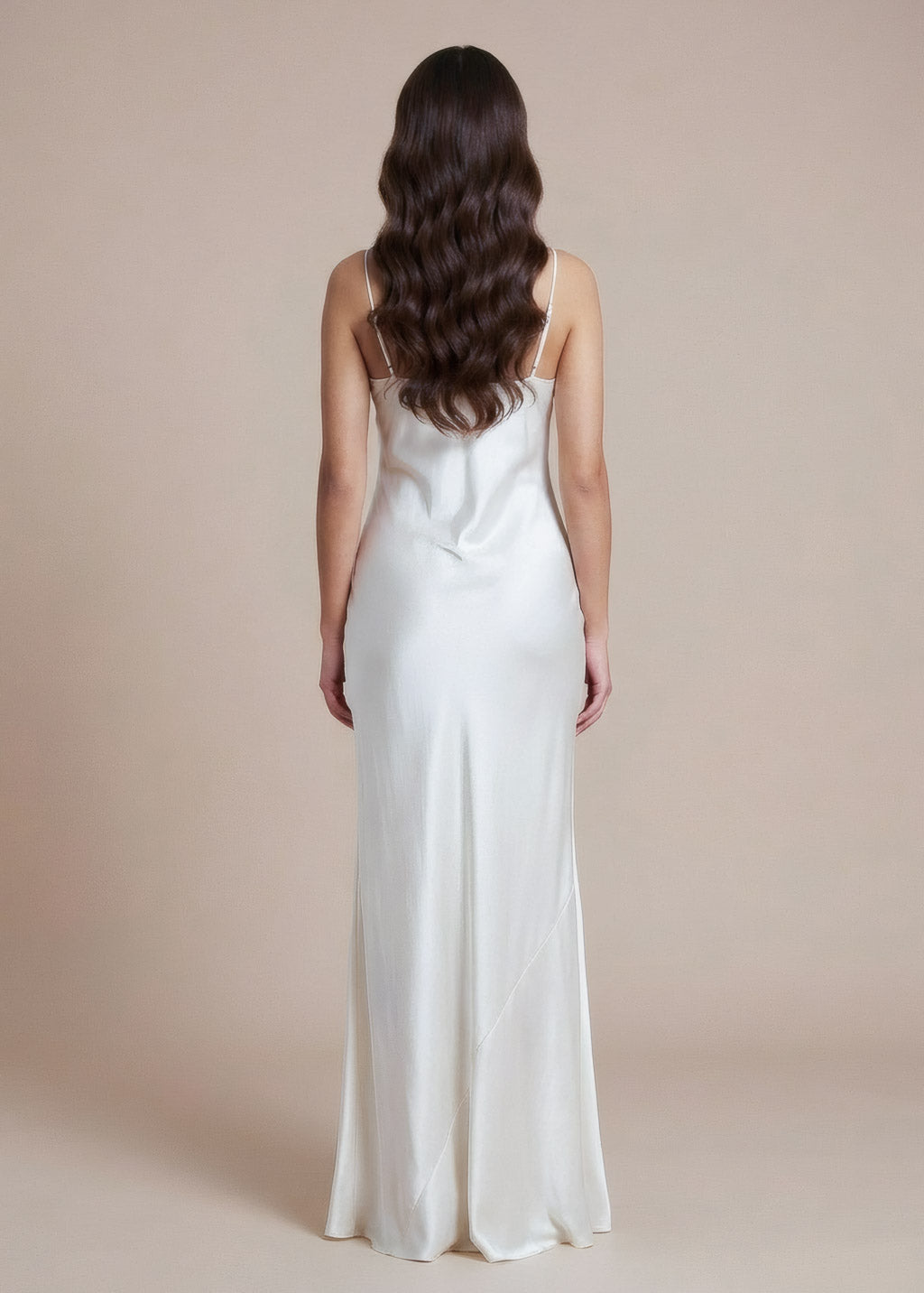 Ivory Silk Wedding Cowl Neck Dress