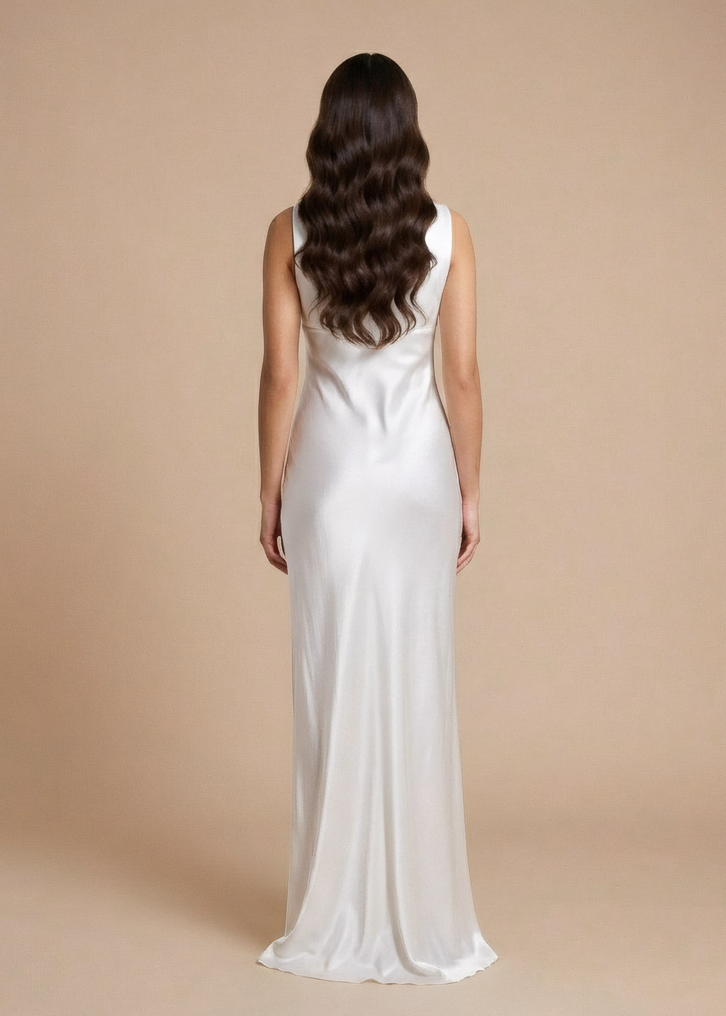 Ivory Silk Wedding Sleeveless Dress