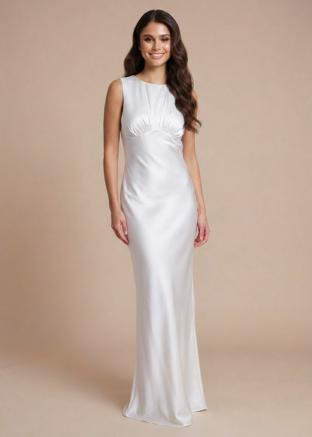 Ivory Silk Wedding Sleeveless Dress