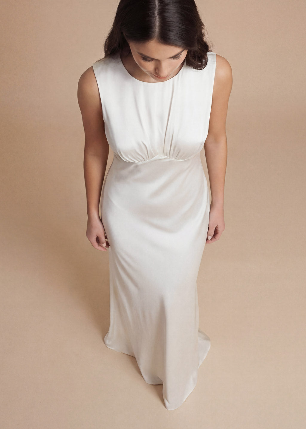 Ivory Silk Wedding Sleeveless Dress