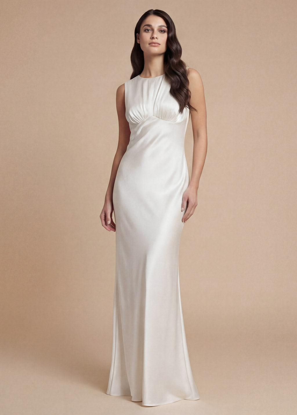 Ivory Silk Wedding Sleeveless Dress
